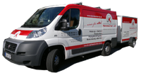 Firmenwagen von Handwerker JK mit Anhänger
